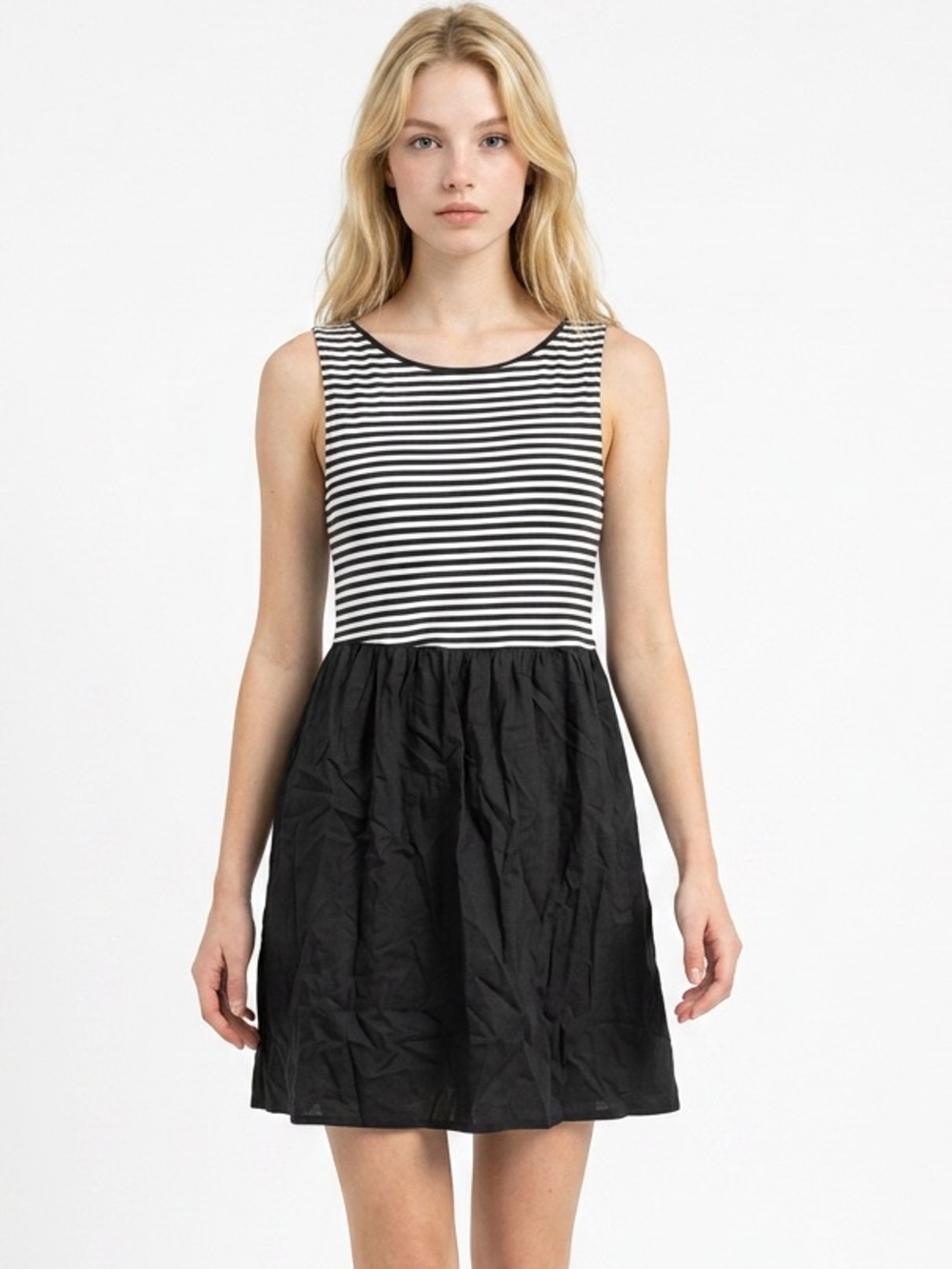 VELVET TORCH | NEW Black White Stripe Mini Dress Women’s Size Medium